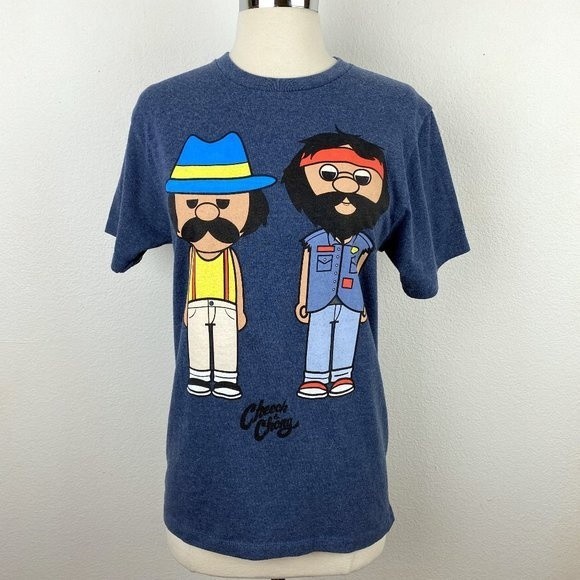 Cheech & Chong Cartoon T-Shirt Steel Blue S - Picture 1 of 9